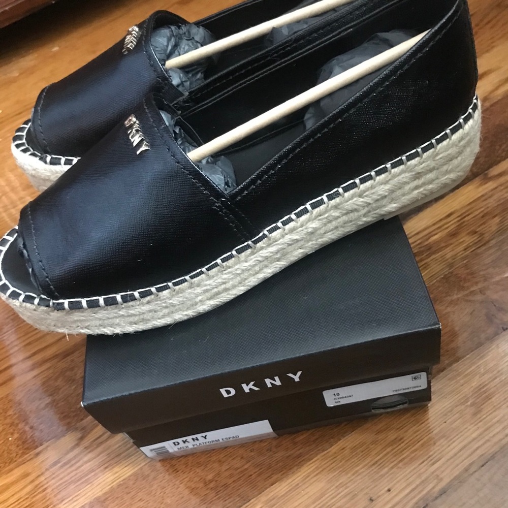 DKNY Mer Peep Toe Espadrilles in Black